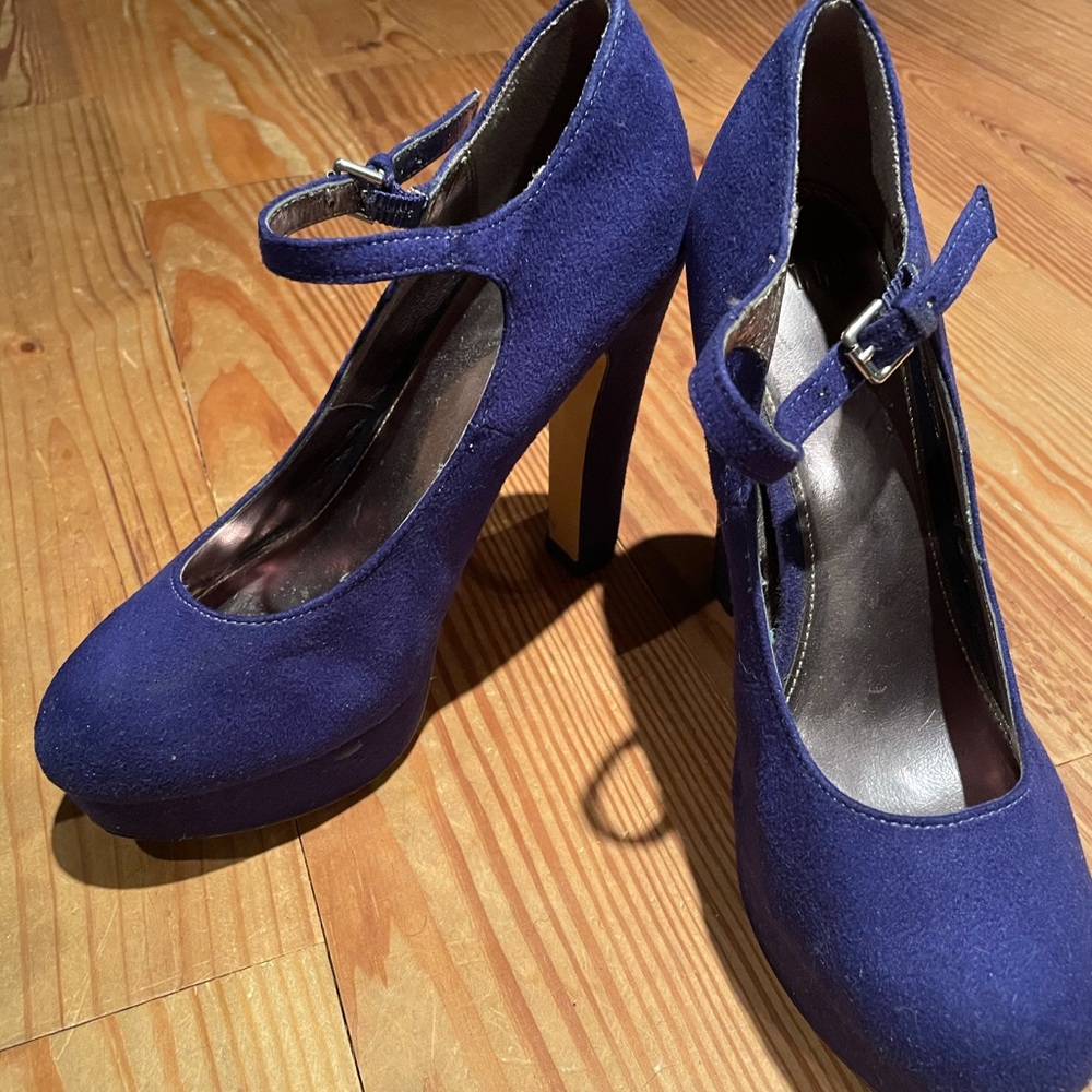 Electric Blue Platform Mary Jane Pumps